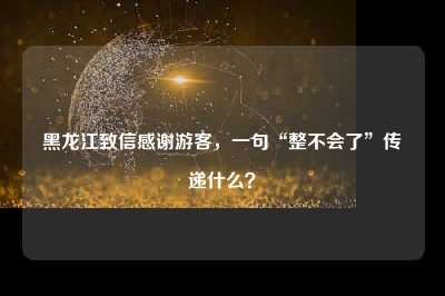 黑龙江致信感谢游客，一句“整不会了”传递什么？